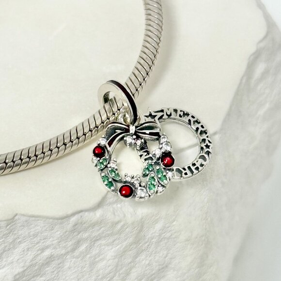Pandora Jewelry - Pandora Holiday Wreath Double Dangle Charm Sterling silver
